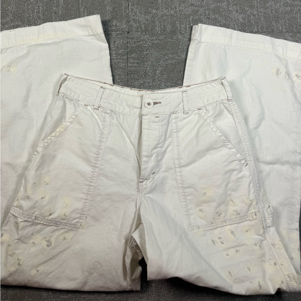 Free People Relaxed Work Painted Cargo Straight Leg Boho Womens Pants Size 4